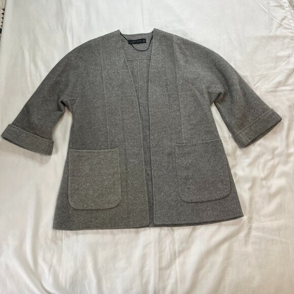 Zara Jackets & Blazers - Zara Woman Gray Wool Blend Oversize Handmade Jacket | Size M